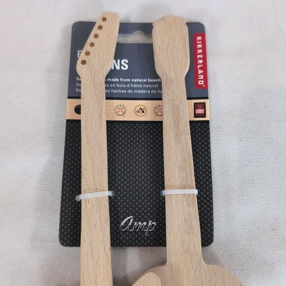 Kikkerland NEW Rockin' Spoons 2 Wood Guitars Beechwood Bartjan de Bruijn Cooking - Picture 3 of 7